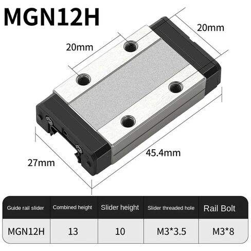MGN12 12mm Linear Sliding Guide Rail Full Black L 50 100 300 500 1200mm + MGN12H or MGN12C Block for DIY 3D Printer(MGN12H,415mm) in Saudi Arabia