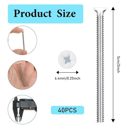 40Pcs Extra Long Outlet Screws, 6-32 x 2 Inch White Painted Flat Head Machine Screws Stainless Steel Wall Plate Screws for Fix Repair Wonky and Sunken Outlet in Saudi Arabia