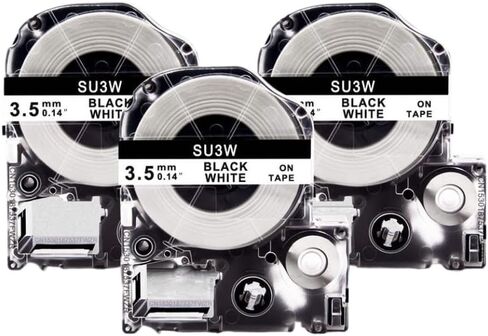 3PK 3.5mm Heat Shrink Tube Tape Compatible with Label Tape SU3W SU3Y Works with Label Printers Like LW300 LW400(Black on White) in Saudi Arabia