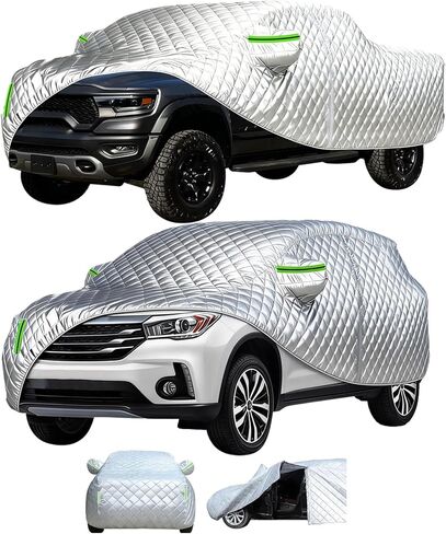 غطاء شاحنة ماء من 5 طبقات في جميع الأحوال الجوية-يناسب Ford F150 ، Chevy Silverado 1500 ، GMC Sierra ، Ram 1500 ، Toyota Tundra (Silver ، L6 Truck طول حتى 270 بوصة) in Kuwait