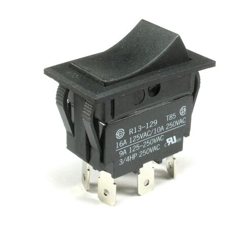 (HO #10) SCI Rocker Switch DPDT 10A 250Vac 16A 125Vac، 3/4 HP، تشغيل/إيقاف/تشغيل، تمت المحافظة عليه in Kuwait