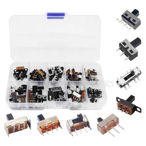 70 قطعة من مجموعة مفاتيح التبديل المكونة من 8 أنواع - مفتاح منزلق SPDT/DPDT لإصلاح المفاتيح الكهربائية وثنائي الفينيل متعدد الكلور، مفتاح صغير ذو 3 دبابيس وموضعين للأدوات الإلكترونية ذاتية الصنع in Kuwait