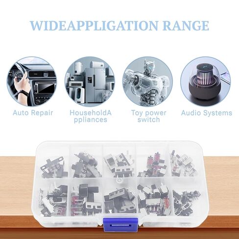 70 قطعة من مجموعة مفاتيح التبديل المكونة من 8 أنواع - مفتاح منزلق SPDT/DPDT لإصلاح المفاتيح الكهربائية وثنائي الفينيل متعدد الكلور، مفتاح صغير ذو 3 دبابيس وموضعين للأدوات الإلكترونية ذاتية الصنع in Kuwait