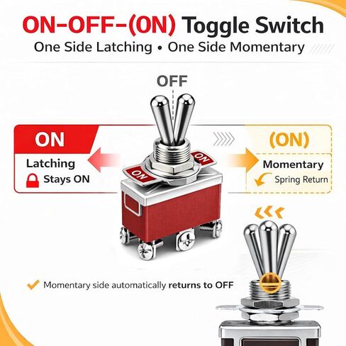 MGI SpeedWare DPDT Toggle Switches 6-Pin with Waterproof Covers 5-Pack, One-Side Momentary (ON)/Off/ON in Saudi Arabia