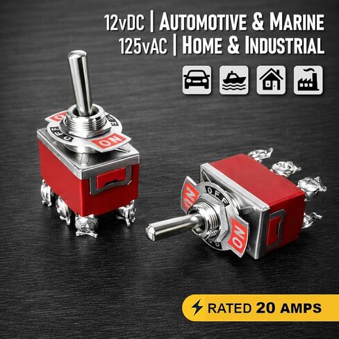 MGI SpeedWare DPDT Toggle Switches 6-Pin with Waterproof Covers 5-Pack, One-Side Momentary (ON)/Off/ON in Saudi Arabia