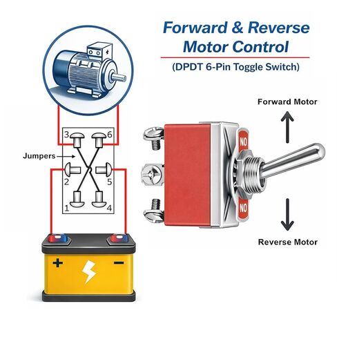 MGI SpeedWare DPDT Toggle Switches 6-Pin with Waterproof Covers 5-Pack, One-Side Momentary (ON)/Off/ON in Saudi Arabia