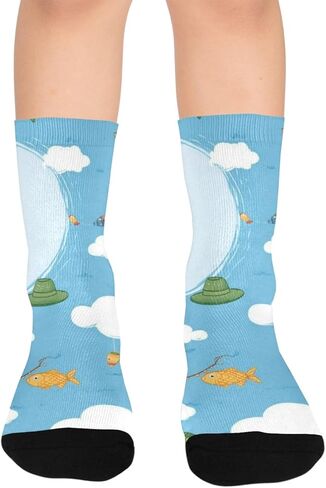 جوارب المشي لمسافات طويلة بنمط الصيد السحابي - جوارب شتوية حرارية سميكة دافئة للأطفال الصغار للأولاد والبنات للمدرسة، والارتداء اليومي والأنشطة الخارجية in Kuwait