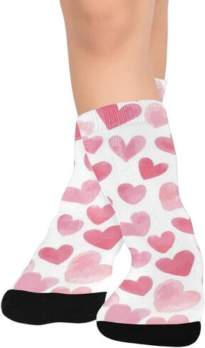 جوارب صغيرة باللون الوردي للمشي على شكل قلب - جوارب شتوية حرارية سميكة دافئة للأطفال الصغار للأولاد والبنات للمدرسة، والارتداء اليومي والأنشطة الخارجية in Kuwait