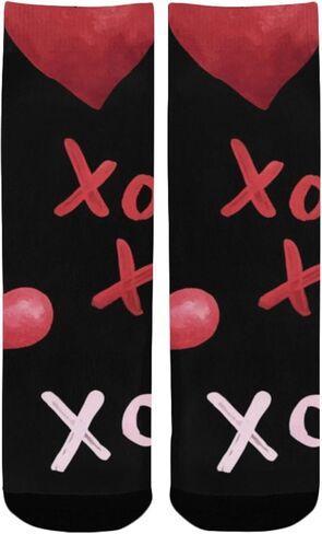 جوارب المشي لمسافات طويلة باللون الأحمر على شكل قلب أسود - جوارب شتوية حرارية سميكة دافئة للأطفال الصغار للأولاد والبنات للمدرسة، والارتداء اليومي والأنشطة الخارجية in Kuwait