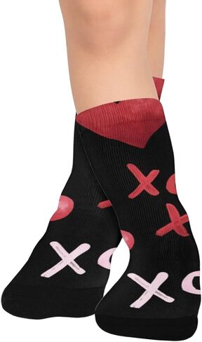 جوارب المشي لمسافات طويلة باللون الأحمر على شكل قلب أسود - جوارب شتوية حرارية سميكة دافئة للأطفال الصغار للأولاد والبنات للمدرسة، والارتداء اليومي والأنشطة الخارجية in Kuwait