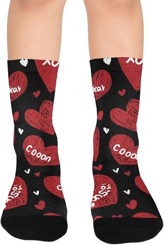 Retro Red Love Heart Hiking Socks - Toddler Boys & Girls Warm Thick Thermal Winter Crew Socks for School, Daily Wear & Outdoor Activities in Saudi Arabia
