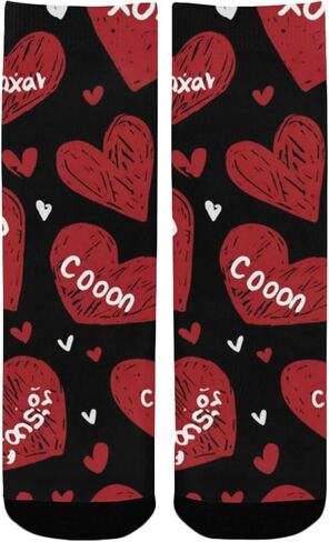 Retro Red Love Heart Hiking Socks - Toddler Boys & Girls Warm Thick Thermal Winter Crew Socks for School, Daily Wear & Outdoor Activities in Saudi Arabia