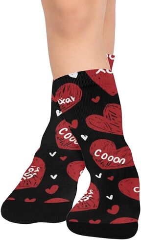 Retro Red Love Heart Hiking Socks - Toddler Boys & Girls Warm Thick Thermal Winter Crew Socks for School, Daily Wear & Outdoor Activities in Saudi Arabia
