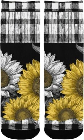 Checkered Sunflower Yellow Art Hiking Socks - Toddler Boys & Girls Warm Thick Thermal Winter Crew Socks for School, Daily Wear & Outdoor Activities in Saudi Arabia