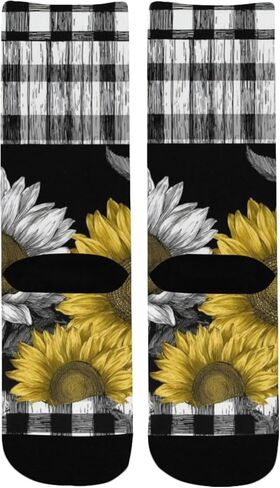 Checkered Sunflower Yellow Art Hiking Socks - Toddler Boys & Girls Warm Thick Thermal Winter Crew Socks for School, Daily Wear & Outdoor Activities in Saudi Arabia