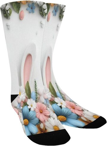 Easter Bunny Ears and Flowers Hiking Socks - Toddler Boys & Girls Warm Thick Thermal Winter Crew Socks for School, Daily Wear & Outdoor Activities in Saudi Arabia