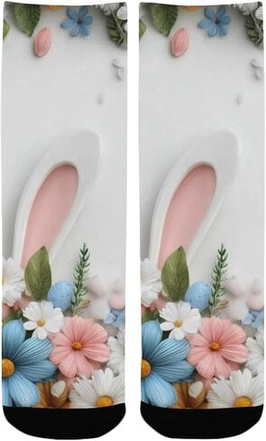 Easter Bunny Ears and Flowers Hiking Socks - Toddler Boys & Girls Warm Thick Thermal Winter Crew Socks for School, Daily Wear & Outdoor Activities in Saudi Arabia