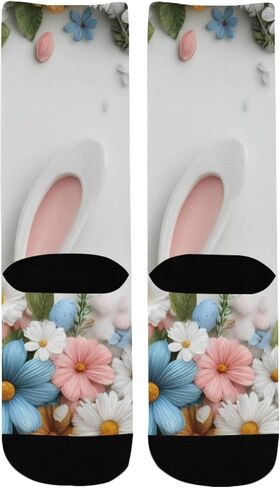 Easter Bunny Ears and Flowers Hiking Socks - Toddler Boys & Girls Warm Thick Thermal Winter Crew Socks for School, Daily Wear & Outdoor Activities in Saudi Arabia