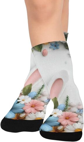 Easter Bunny Ears and Flowers Hiking Socks - Toddler Boys & Girls Warm Thick Thermal Winter Crew Socks for School, Daily Wear & Outdoor Activities in Saudi Arabia