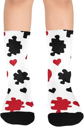 Puzzle Heart Pattern Hiking Socks - Toddler Boys & Girls Warm Thick Thermal Winter Crew Socks for School, Daily Wear & Outdoor Activities in Saudi Arabia