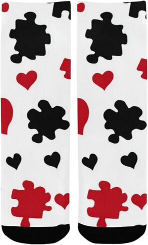 Puzzle Heart Pattern Hiking Socks - Toddler Boys & Girls Warm Thick Thermal Winter Crew Socks for School, Daily Wear & Outdoor Activities in Saudi Arabia