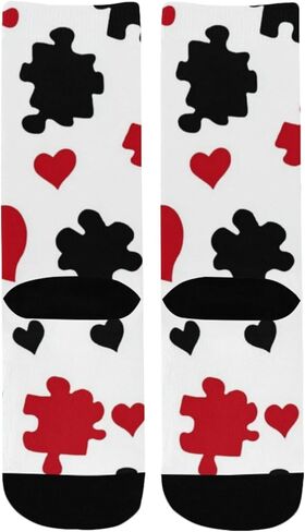 Puzzle Heart Pattern Hiking Socks - Toddler Boys & Girls Warm Thick Thermal Winter Crew Socks for School, Daily Wear & Outdoor Activities in Saudi Arabia