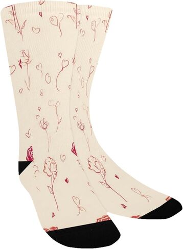 Valentines Roses Simple Beige Hiking Socks - Toddler Boys & Girls Warm Thick Thermal Winter Crew Socks for School, Daily Wear & Outdoor Activities in Saudi Arabia