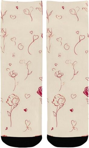 Valentines Roses Simple Beige Hiking Socks - Toddler Boys & Girls Warm Thick Thermal Winter Crew Socks for School, Daily Wear & Outdoor Activities in Saudi Arabia