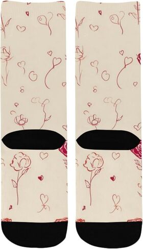 Valentines Roses Simple Beige Hiking Socks - Toddler Boys & Girls Warm Thick Thermal Winter Crew Socks for School, Daily Wear & Outdoor Activities in Saudi Arabia