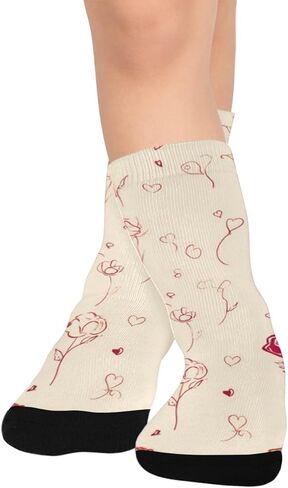 Valentines Roses Simple Beige Hiking Socks - Toddler Boys & Girls Warm Thick Thermal Winter Crew Socks for School, Daily Wear & Outdoor Activities in Saudi Arabia