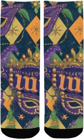 جوارب Mardi Gras Mask Grid للمشي لمسافات طويلة - جوارب شتوية حرارية سميكة دافئة للأولاد والبنات للمدرسة، والارتداء اليومي والأنشطة الخارجية in Kuwait