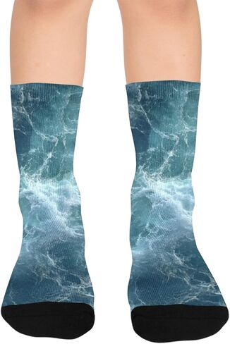 Sea Ripple Pattern Hiking Socks - Toddler Boys & Girls Warm Thick Thermal Winter Crew Socks for School, Daily Wear & Outdoor Activities in Kuwait