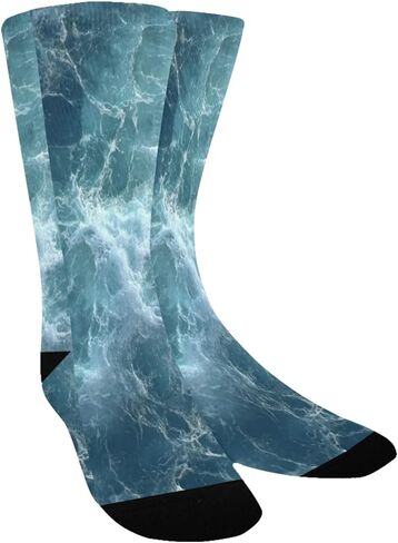 Sea Ripple Pattern Hiking Socks - Toddler Boys & Girls Warm Thick Thermal Winter Crew Socks for School, Daily Wear & Outdoor Activities in Kuwait