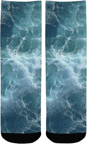 Sea Ripple Pattern Hiking Socks - Toddler Boys & Girls Warm Thick Thermal Winter Crew Socks for School, Daily Wear & Outdoor Activities in Kuwait