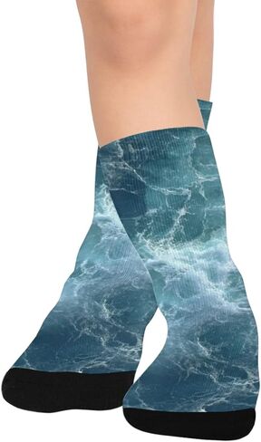 Sea Ripple Pattern Hiking Socks - Toddler Boys & Girls Warm Thick Thermal Winter Crew Socks for School, Daily Wear & Outdoor Activities in Kuwait