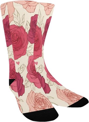 جوارب Red Roses Floral Art للتنزه سيرًا على الأقدام - جوارب شتوية حرارية سميكة دافئة للأولاد والبنات للمدرسة، والارتداء اليومي والأنشطة الخارجية in Kuwait