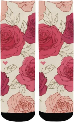 جوارب Red Roses Floral Art للتنزه سيرًا على الأقدام - جوارب شتوية حرارية سميكة دافئة للأولاد والبنات للمدرسة، والارتداء اليومي والأنشطة الخارجية in Kuwait