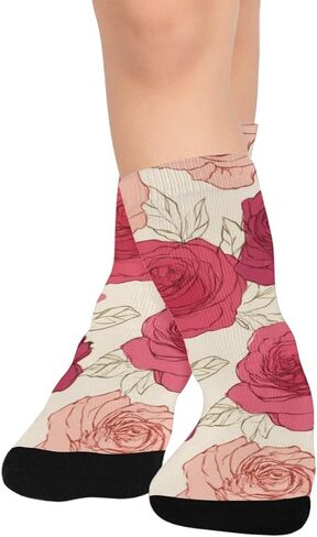 جوارب Red Roses Floral Art للتنزه سيرًا على الأقدام - جوارب شتوية حرارية سميكة دافئة للأولاد والبنات للمدرسة، والارتداء اليومي والأنشطة الخارجية in Kuwait