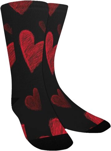 جوارب سوداء للمشي على شكل قلوب حمراء كلاسيكية - جوارب شتوية حرارية سميكة دافئة للأطفال الصغار للأولاد والبنات للمدرسة، والارتداء اليومي والأنشطة الخارجية in Kuwait