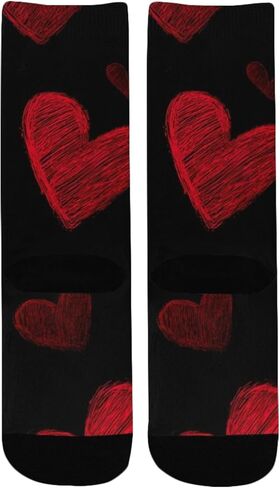جوارب سوداء للمشي على شكل قلوب حمراء كلاسيكية - جوارب شتوية حرارية سميكة دافئة للأطفال الصغار للأولاد والبنات للمدرسة، والارتداء اليومي والأنشطة الخارجية in Kuwait
