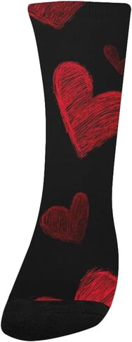 جوارب سوداء للمشي على شكل قلوب حمراء كلاسيكية - جوارب شتوية حرارية سميكة دافئة للأطفال الصغار للأولاد والبنات للمدرسة، والارتداء اليومي والأنشطة الخارجية in Kuwait