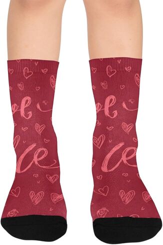 جوارب Red Love Script للمشي لمسافات طويلة - جوارب شتوية حرارية سميكة دافئة للأطفال الصغار للأولاد والبنات للمدرسة، والارتداء اليومي والأنشطة الخارجية in Kuwait