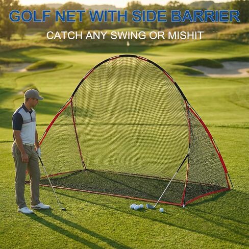 شبكة جولف، شبكة تدريب جولف قابلة للطي مقاس 10 × 7 أقدام مع حاجز جانبي وحقيبة حمل للمنزل في الفناء الخلفي للجراج وممارسة التدريب على القيادة والتأرجح in Kuwait