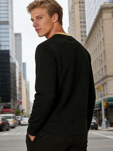 Mens Crewneck Thermal Pullover Casual Long Sleeve Soft Warm Solid Top for Everyday Wear Work Commute Travel in Saudi Arabia