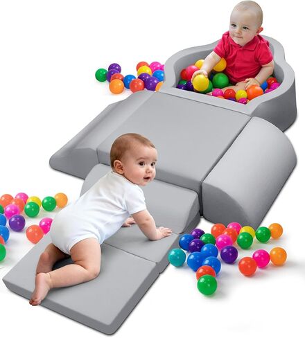 Soft Play Set, Foam Baby Climbing Blocks with Anti-Slip Particles Bottom & Velcro Connectors for Toddlers 6-24 Months, High-Density Foam & Washable Cover for Motor Skills Development (Color) in Saudi Arabia