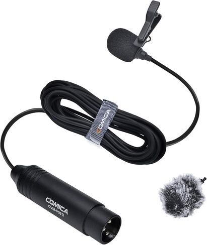 ميكروفون COMICA CVM-V02O Phantom Power متعدد الاتجاهات XLR Lavalier، ميكروفون طية صدر السترة بطول 14.76 قدم لكاميرات الفيديو Canon Sony Zoom H4n H6 Tascam DR-60D/70D DR-100 مسجلات الصوت (عبوة واحدة) in Saudi Arabia