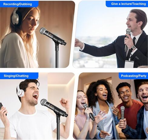 ميكروفون Aokeo اللاسلكي لإدخال الميكروفون، ميكروفون متعدد الأغراض ديناميكي معدني UHF مع جهاز استقبال قابل لإعادة الشحن (يعمل 4 ساعات)، نطاق 160 قدم، لآلة الكاريوكي، مكبر صوت، خلاط، كنيسة in Kuwait