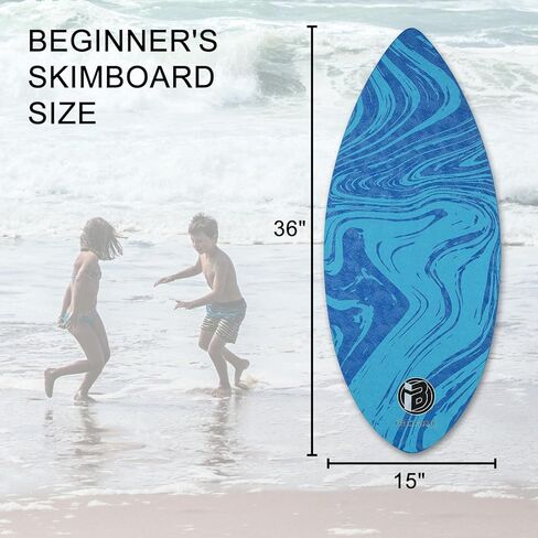 36" Skipper Skimboard for Beginners, Teens & Adults - High Gloss Coat Wooden Beach Skim Board with 3 Color Traction Pad Options in Saudi Arabia
