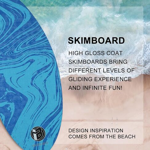 36" Skipper Skimboard for Beginners, Teens & Adults - High Gloss Coat Wooden Beach Skim Board with 3 Color Traction Pad Options in Saudi Arabia