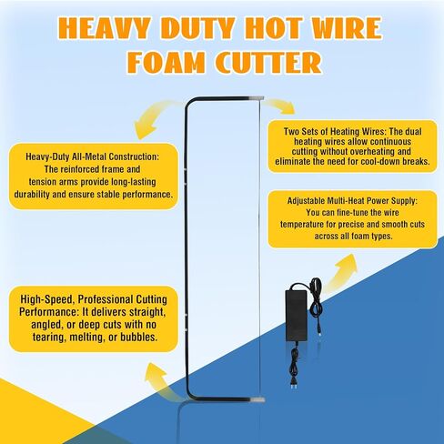 Adjustable 2FT–4FT Hot Wire Foam Cutter with Two Sets of Heating Wires, Heavy-Duty, Adjustable Foam Cutter Wire Multi-Heat Power Supply, Aluminum Alloy Frame for Styrofoam, EIFS, XPS & EPS in Saudi Arabia